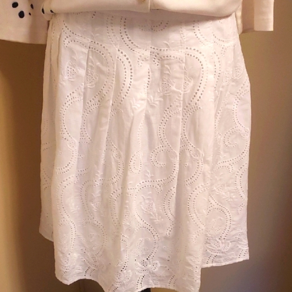 Elegant Off-White Eyelet Skirt